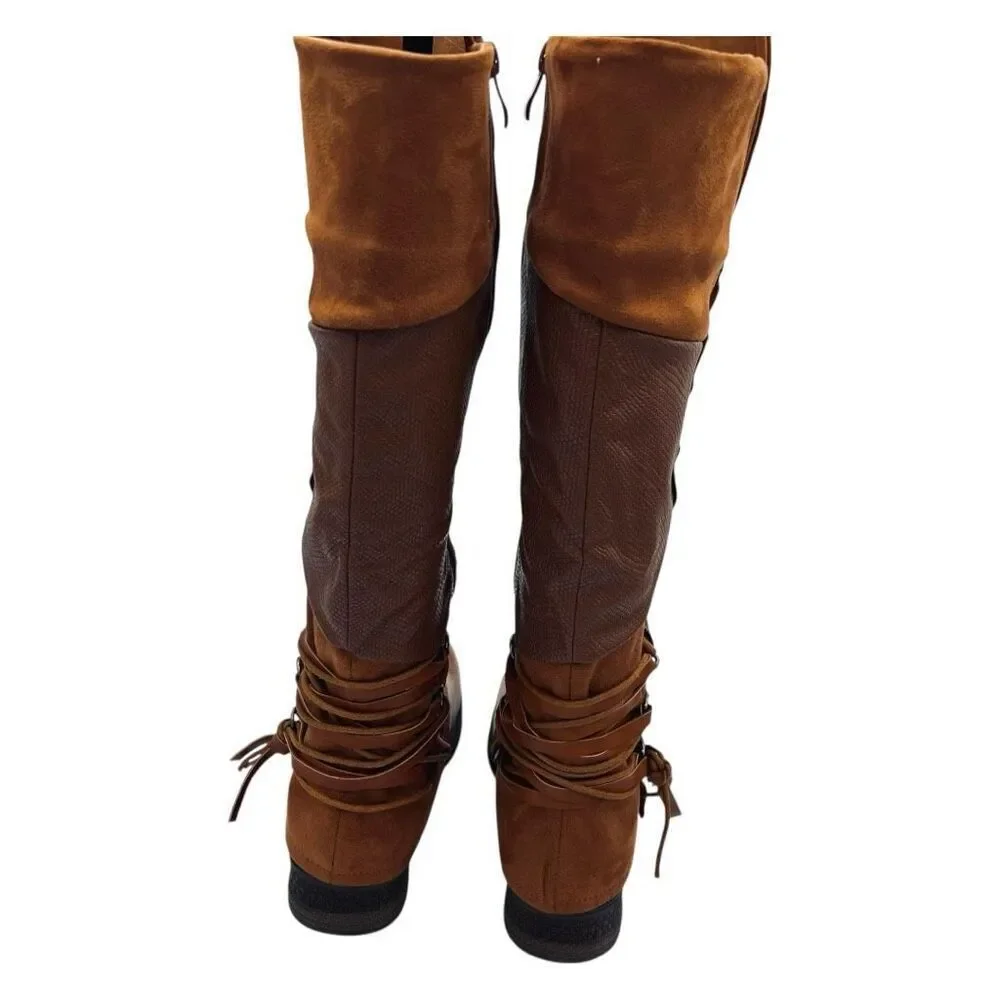 Patrizia MAXIE Manmade Leather Riding Boots By Spring Step Women’s 41 Camel